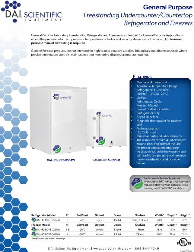 GP FS UC Refrigerators and Freezers