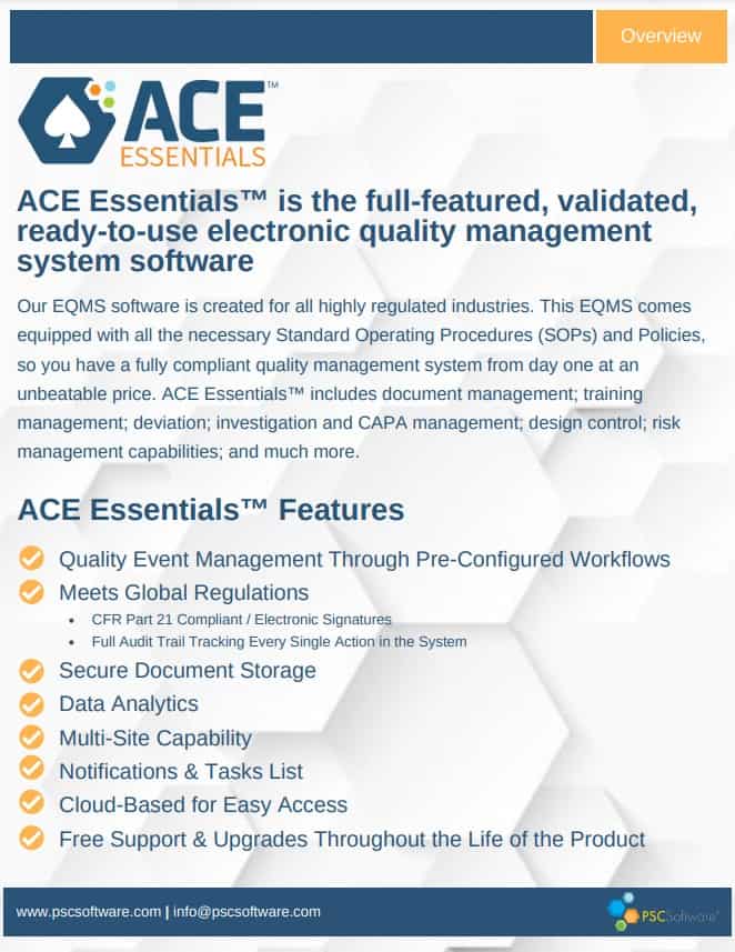 ACE Essentials brochure cover
