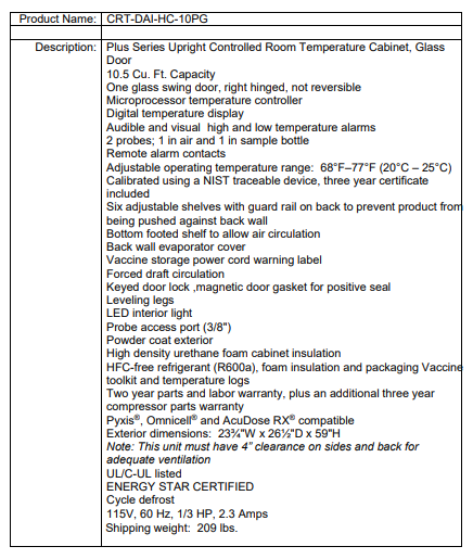 CRT-DAI-HC-10PG spec sheet