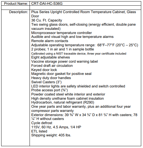 CRT-DAI-HC-S36G spec sheet