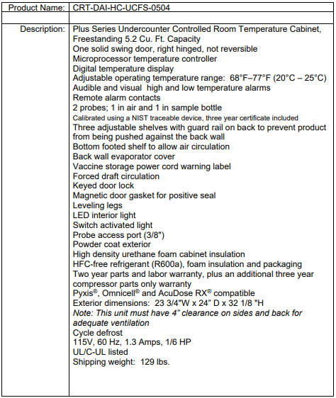 CRT-DAI-HC-UCFS-0504 spec sheet