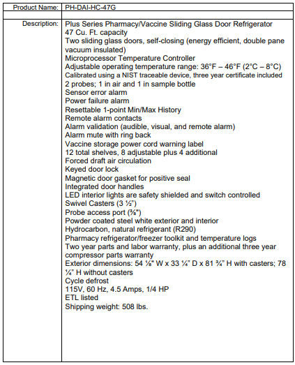 PH-DAI-HC-47G SpecSheet