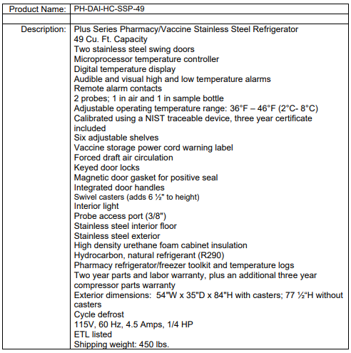 PH-DAI-HC-SSP-49 SpecSheet