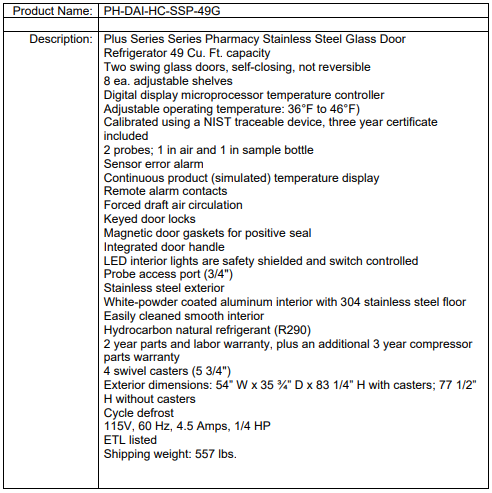 PH-DAI-HC-SSP-49G SpecSheet