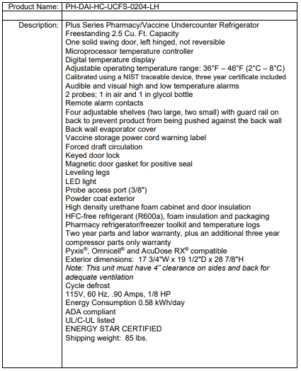 PH-DAI-HC-UCFS-0204-LH SpecSheet